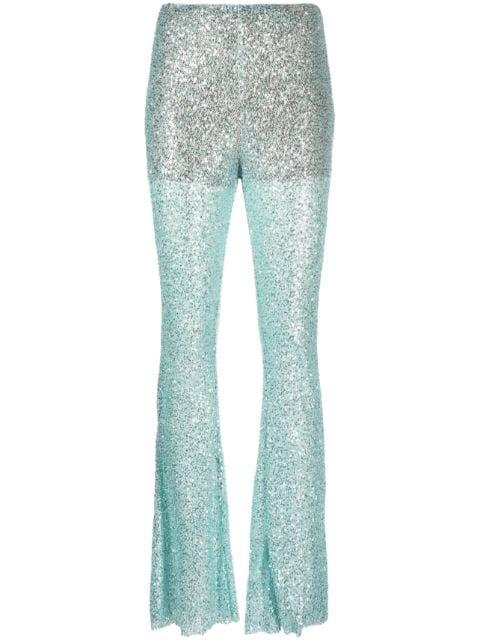 sequin-embellished mesh trousers by SELF-PORTRAIT