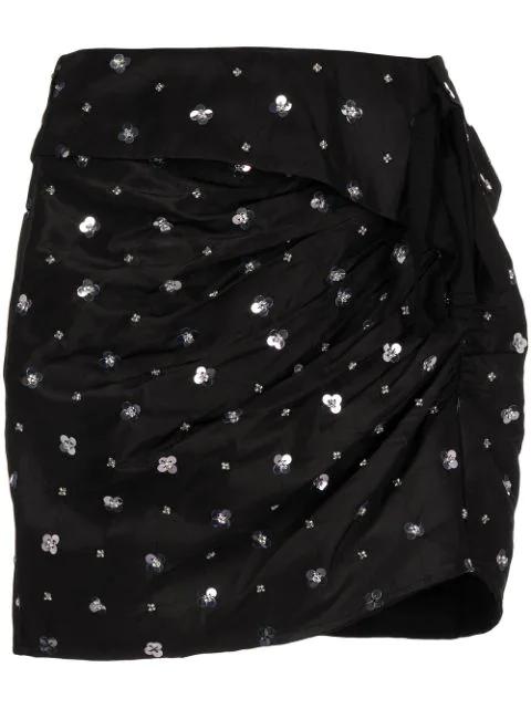 sequin-embellished ruched mini skirt by SELF-PORTRAIT