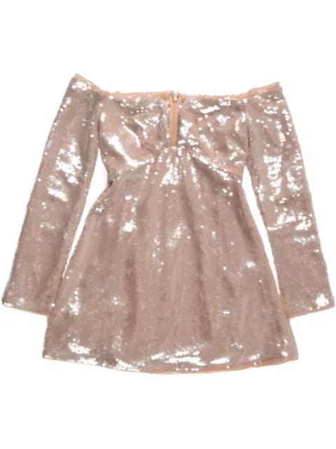 sequin off-shoulder mini dress by SELF-PORTRAIT