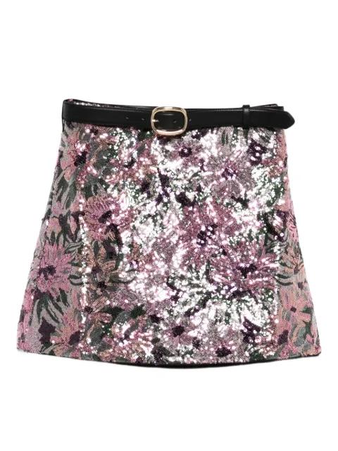 sequined belted mini skirt by SELF-PORTRAIT