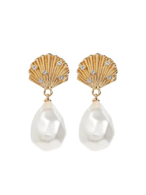 shell-shaped faux pearl-drop earrings by SELF-PORTRAIT