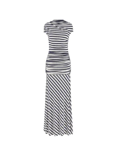 striped draped maxi dress by SELF-PORTRAIT