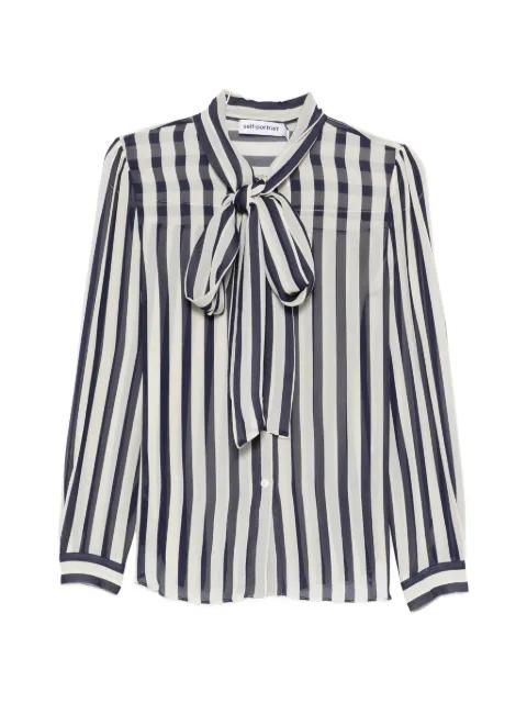 striped neck-tie blouse by SELF-PORTRAIT