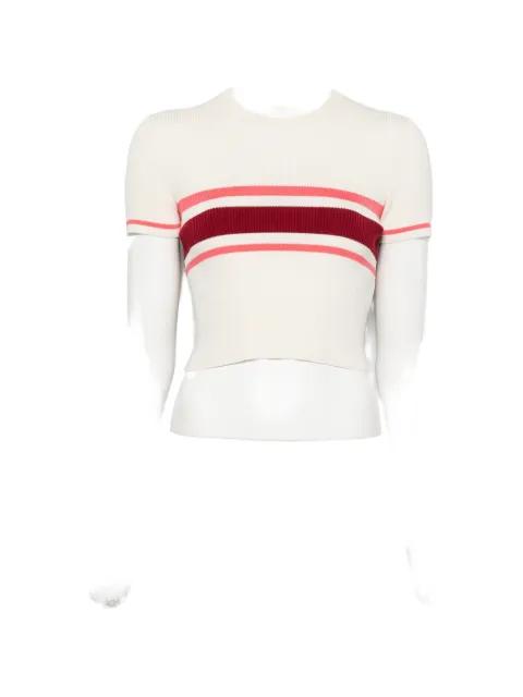 striped ribbed-knit T-shirt by SELF-PORTRAIT