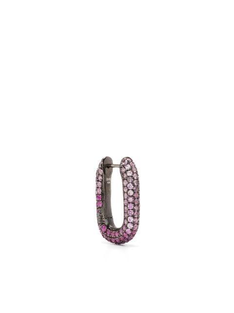 Link pink sapphire single earring by SELIM MOUZANNAR