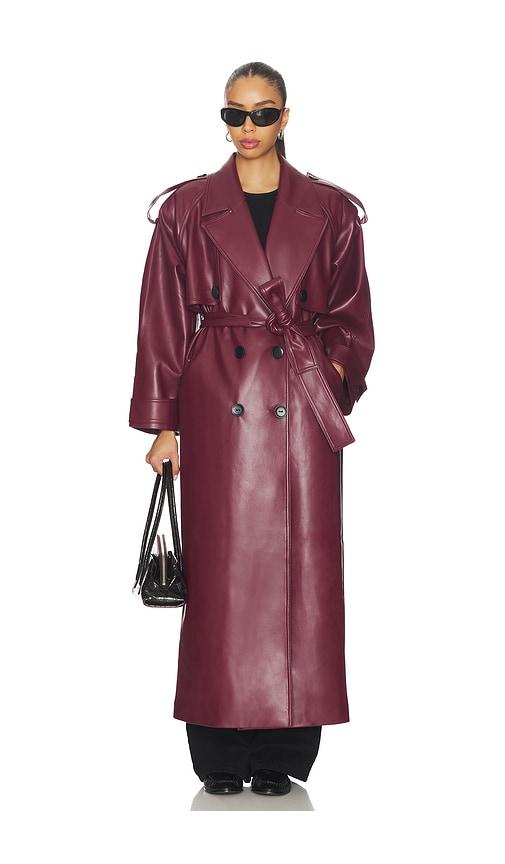 SELMACILEK Leather Trenchcoat in Burgundy by SELMACILEK