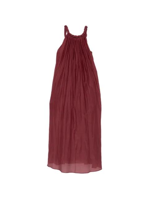 Aura braided-neck pleated maxi dress by SEMICOUTURE