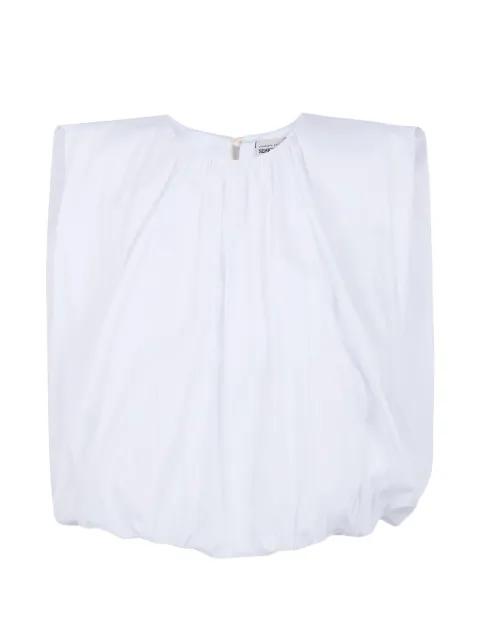 Pearl padded-shoulder gathered blouse by SEMICOUTURE