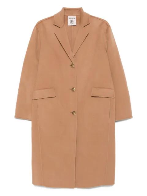 button-fastening patch-pocket coat by SEMICOUTURE