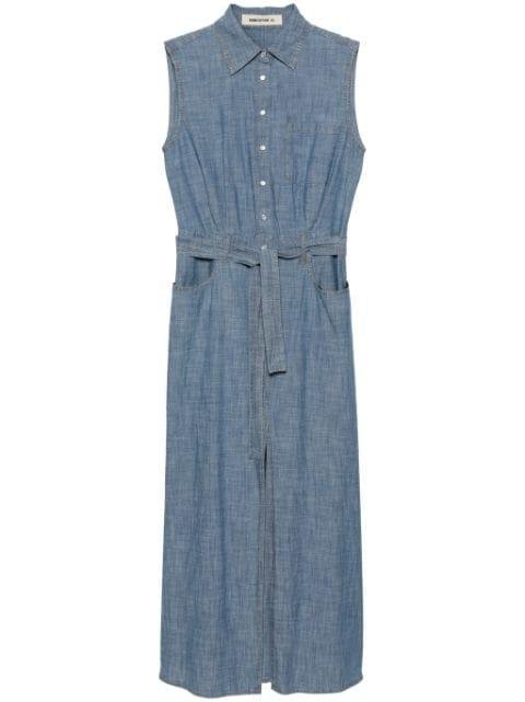 chambray belted midi dress by SEMICOUTURE