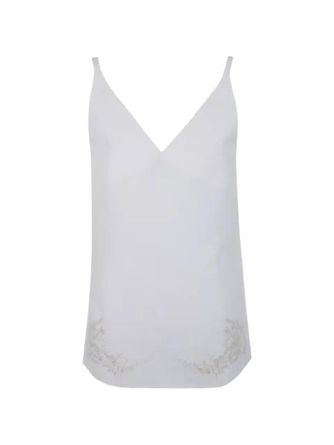 floral-embroidered V-neck tank top by SEMICOUTURE