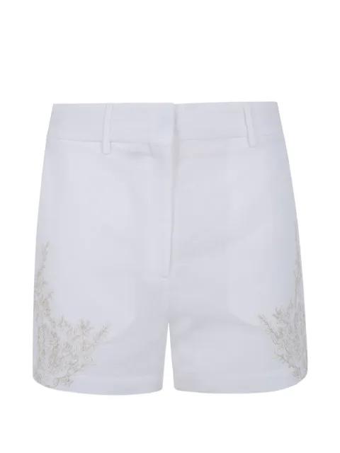 floral-embroidered linen shorts by SEMICOUTURE