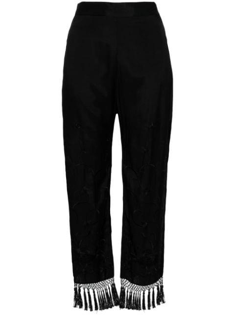 floral-embroidered straight trousers by SEMICOUTURE