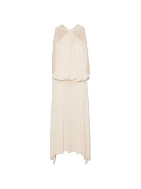 halterneck draped midi dress by SEMICOUTURE