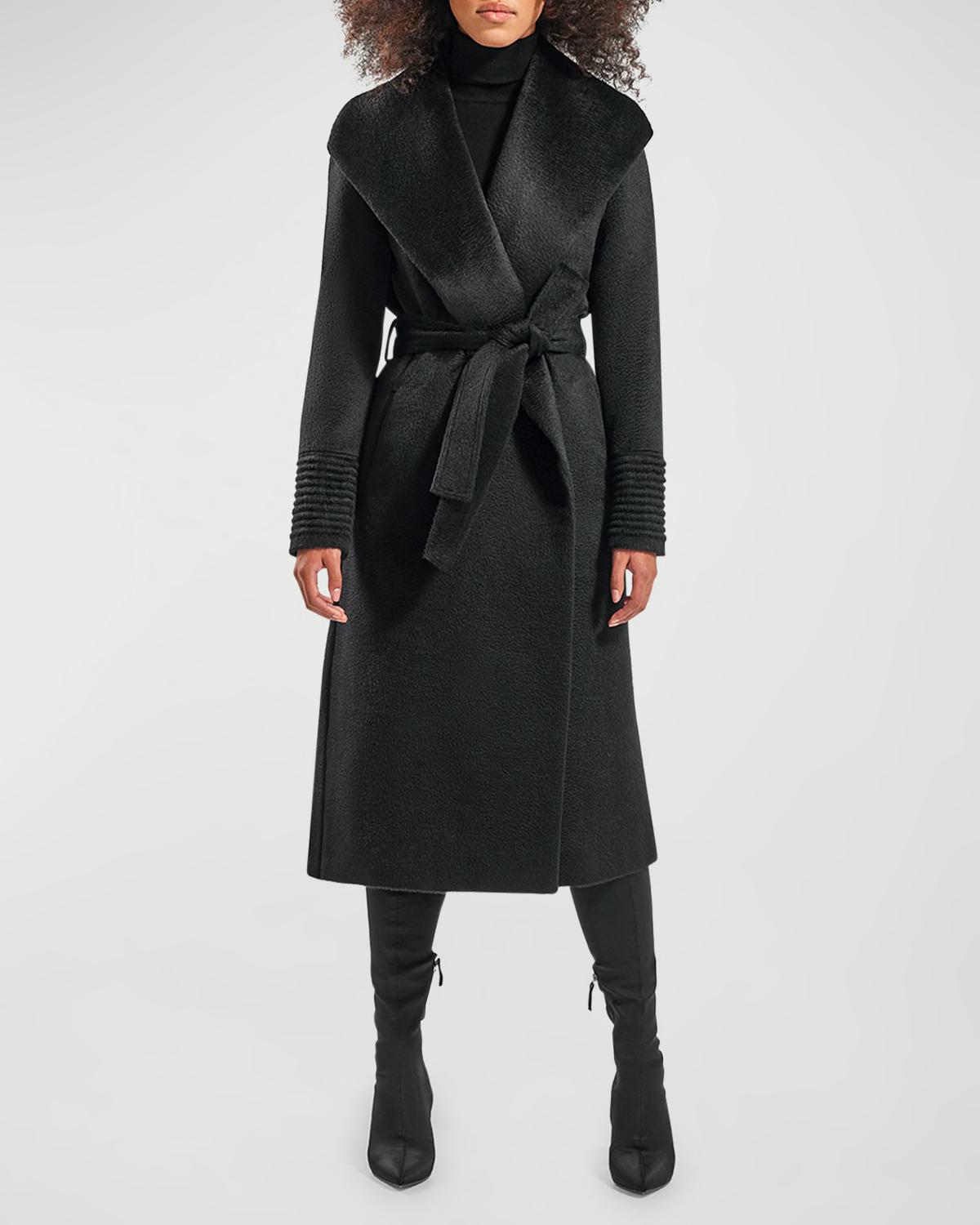 Belted Suri Alpaca Long Wrap Coat by SENTALER