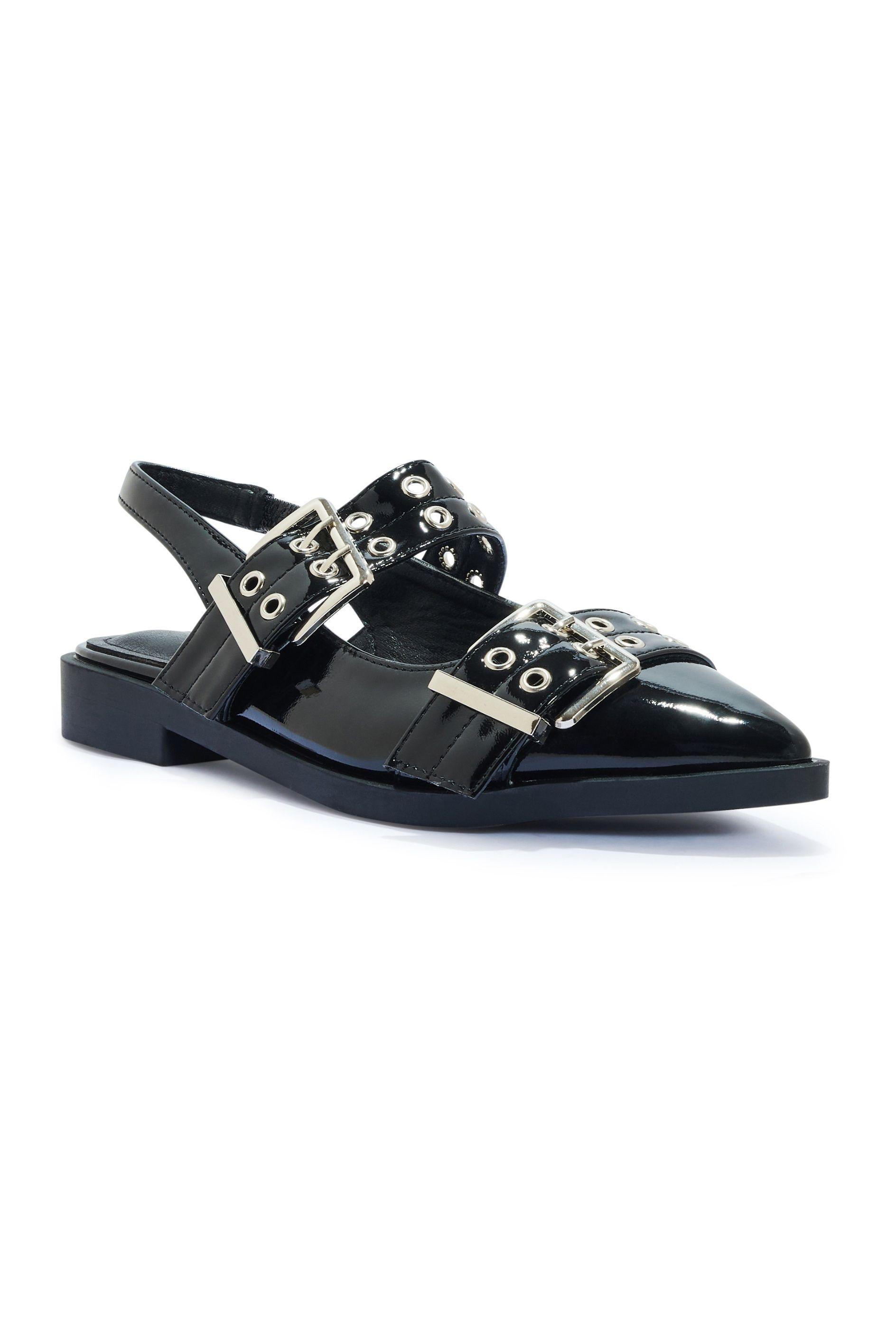 Slingback Shoes Buckle Strap Polyurethane Pointed Toe Flats by SEQWL