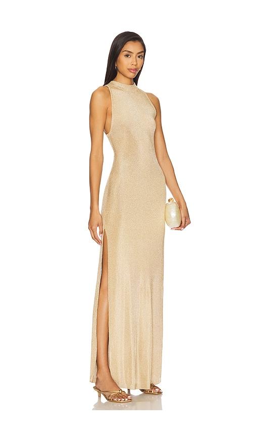 SER.O.YA Henne Metallic Knit Maxi Dress in Metallic Gold by SER.O.YA SER.O.YA Henne Metallic Knit Maxi Dress in Metallic Gold by SER.O.YA
