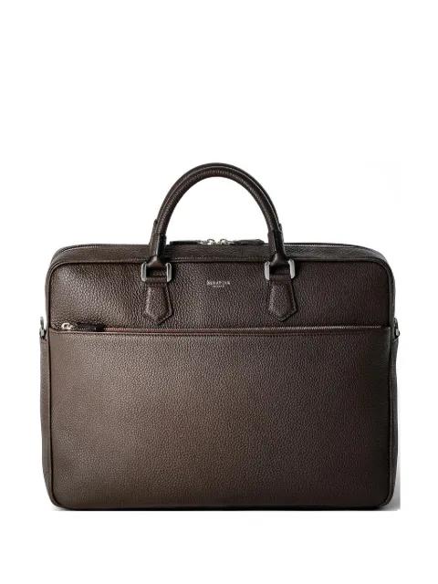 Slim grainy leather briefcase by SERAPIAN