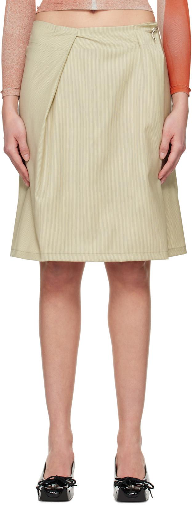 Beige Jewel Rudder Midi Skirt by SERAPIS