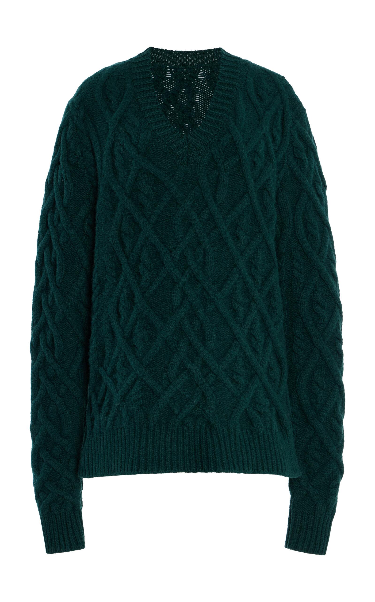Sergio Hudson - Oversized Cable Knit Cashmere Sweater - Dark Green - - Only Atoda Operandi by SERGIO HUDSON