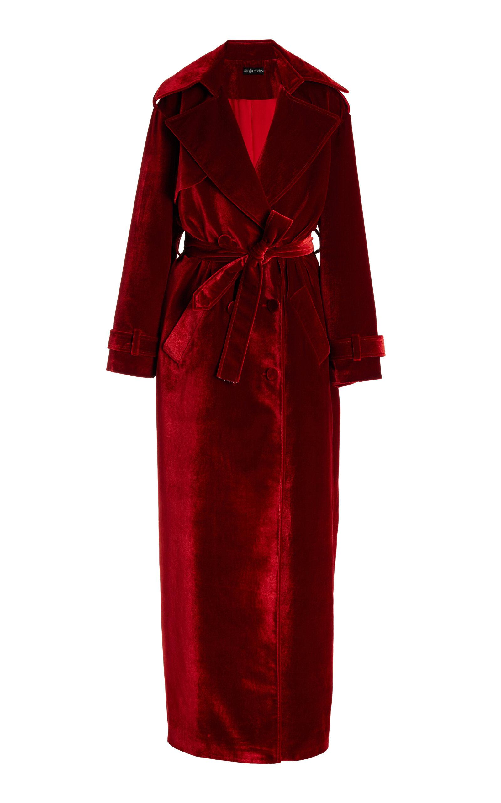 Sergio Hudson - Oversized Double-Breasted Velvet Trench Coat - Red - - Moda Operandi by SERGIO HUDSON Sergio Hudson - Oversized Double-Breasted Velvet Trench Coat - Red - - Moda Operandi by SERGIO HUDSON