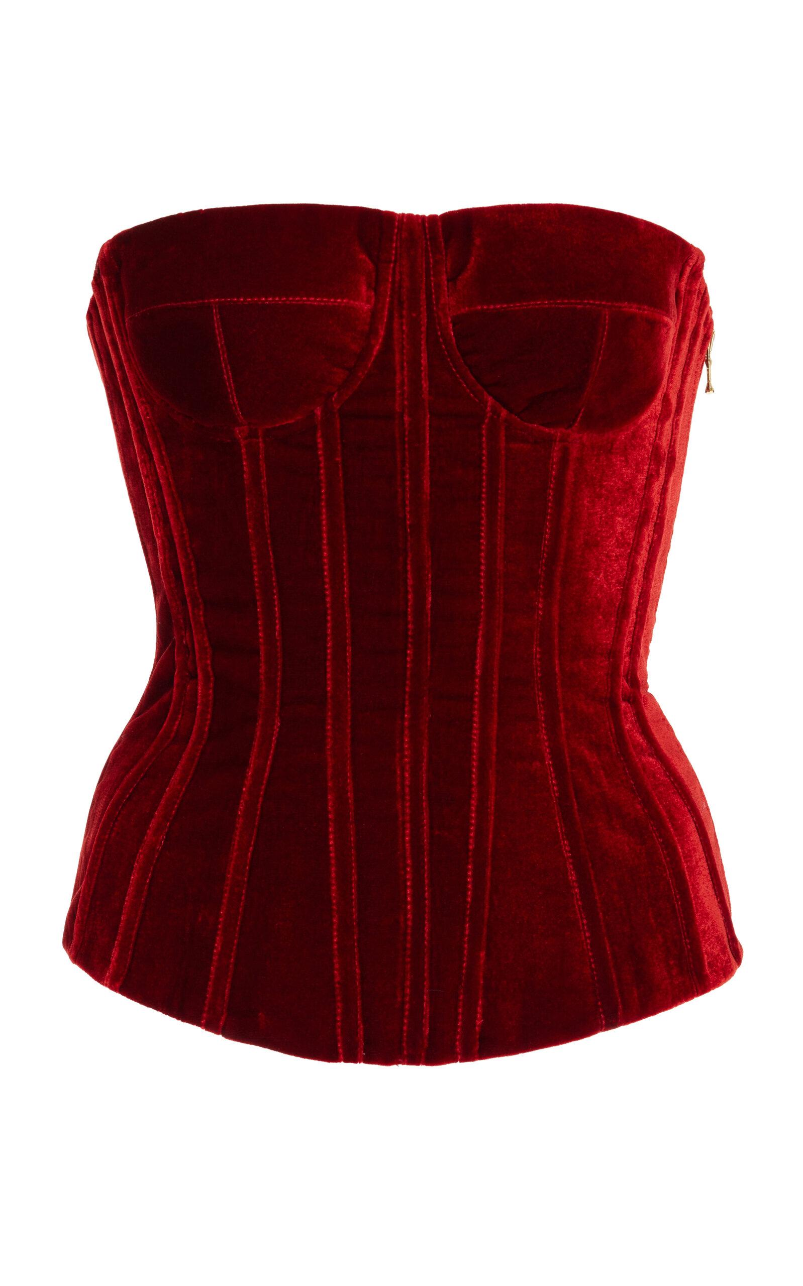 Sergio Hudson Strapless Velvet Corset Top - Moda Operandi by SERGIO HUDSON Sergio Hudson Strapless Velvet Corset Top - Moda Operandi by SERGIO HUDSON