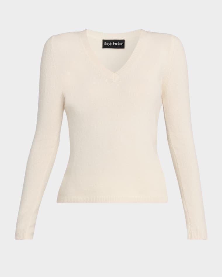 V-Neck Cotton-Cashmere Jersey Sweater by SERGIO HUDSON V-Neck Cotton-Cashmere Jersey Sweater by SERGIO HUDSON