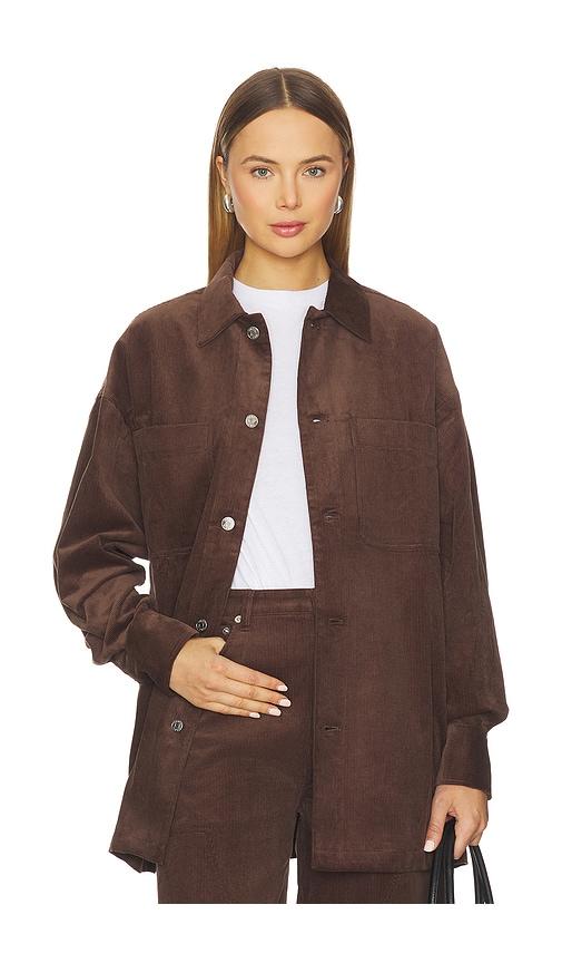 SEROYA April Corduroy Shacket in Brown by SEROYA