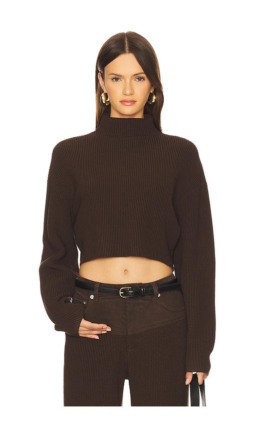 SEROYA Carmen Mid Cropped Sweater in Brown by SEROYA