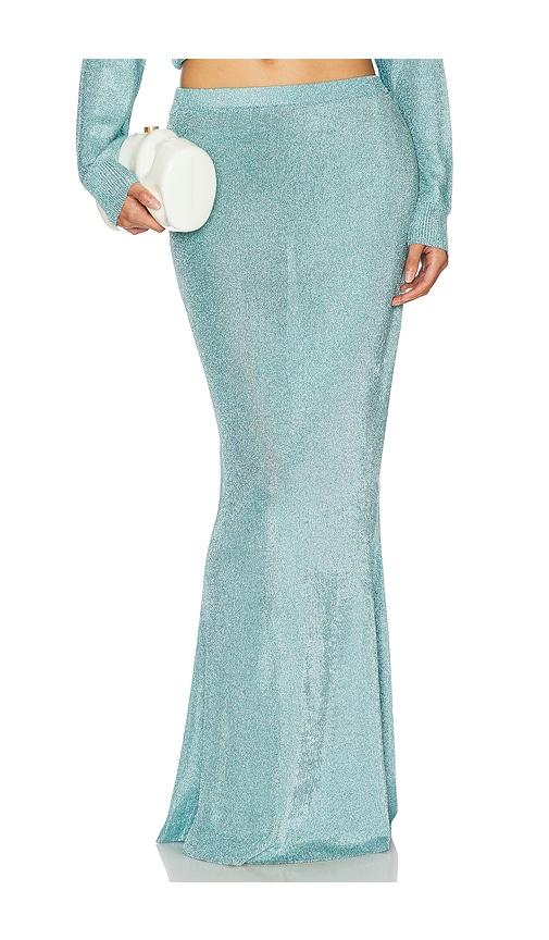 SEROYA Harmony Metallic Knit Skirt in Bue by SEROYA