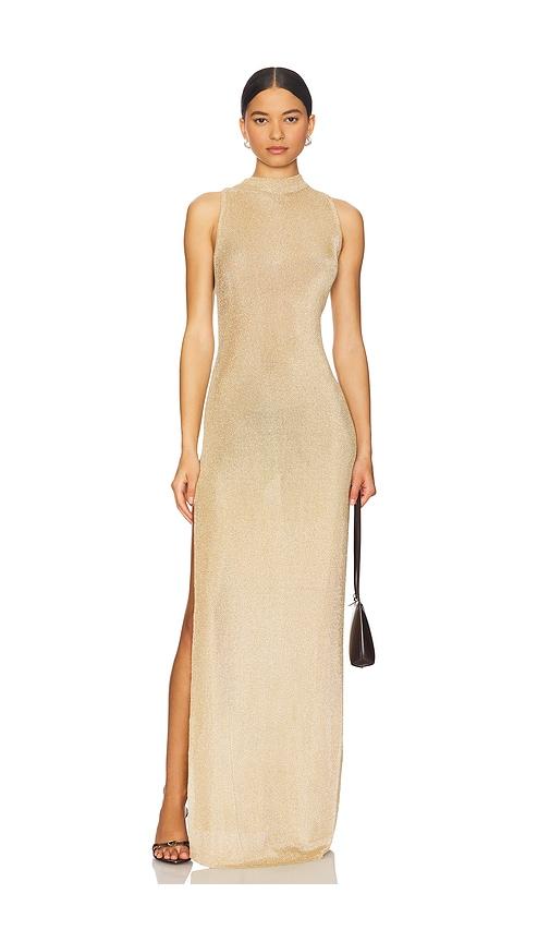 SEROYA Henne Metallic Dress in Metallic Gold by SEROYA