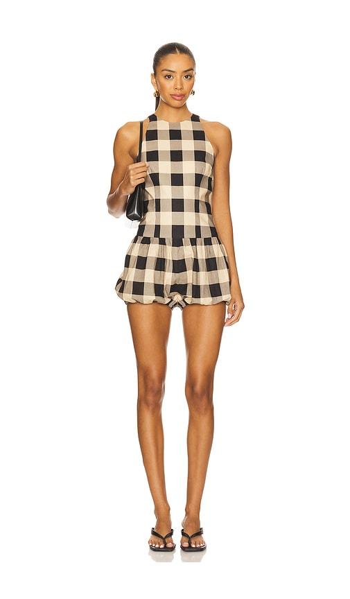 SEROYA Katt Linen Romper in Beige by SEROYA