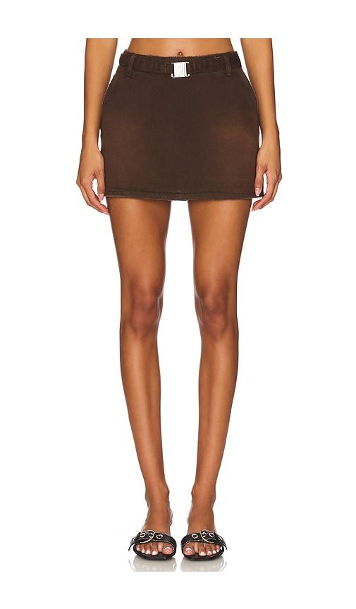 SEROYA Marquise Mid Rise Mini Skirt in Chocolate by SEROYA
