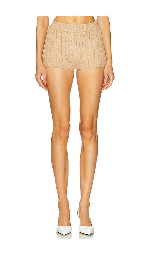 SEROYA Molly Cable Knit Hot Short in Tan by SEROYA