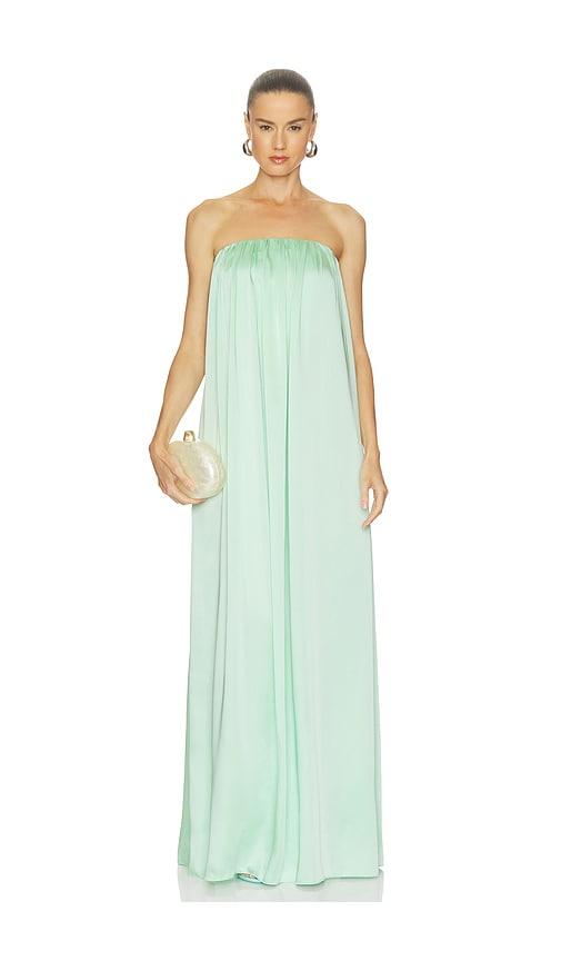SEROYA Monique Satin Maxi Dress in Teal by SEROYA