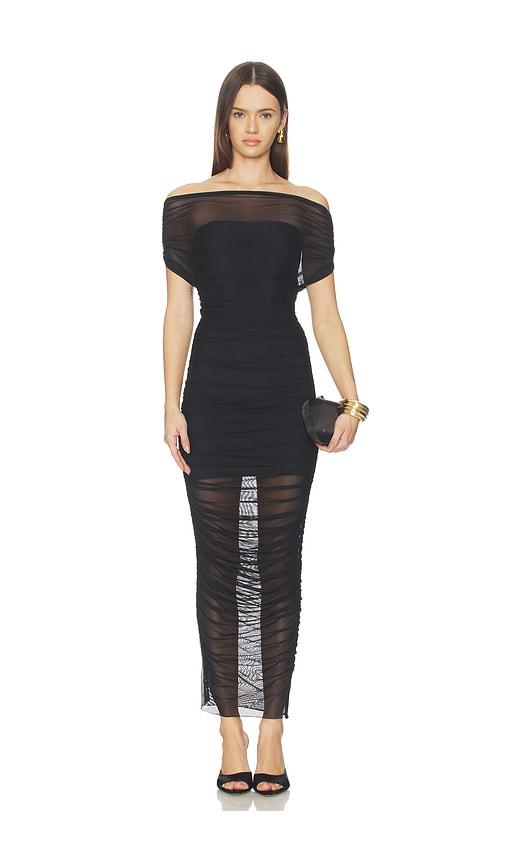 SEROYA Noel Mesh Midi Dress in Black by SEROYA