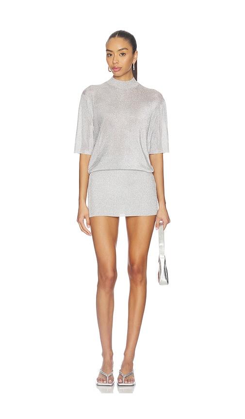 SEROYA Rae Metallic Mini Dress in Metallic Silver, grey by SEROYA