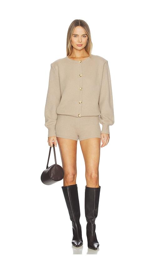 SEROYA Sable Knit Romper in Tan by SEROYA