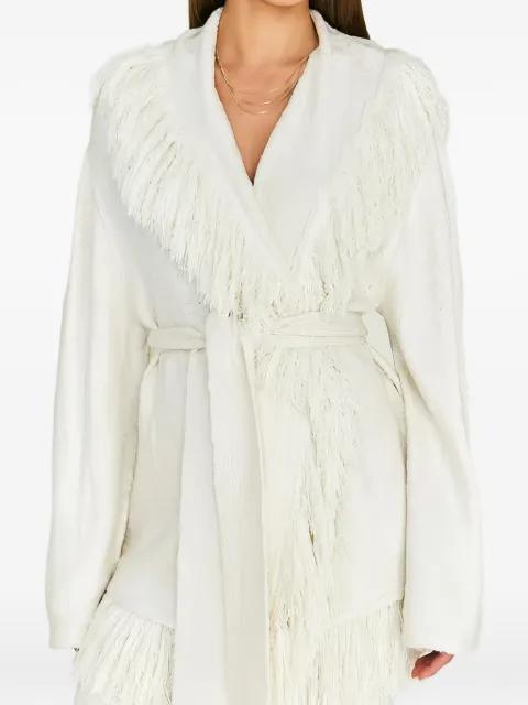 fringed belted cardigan by SEROYA
