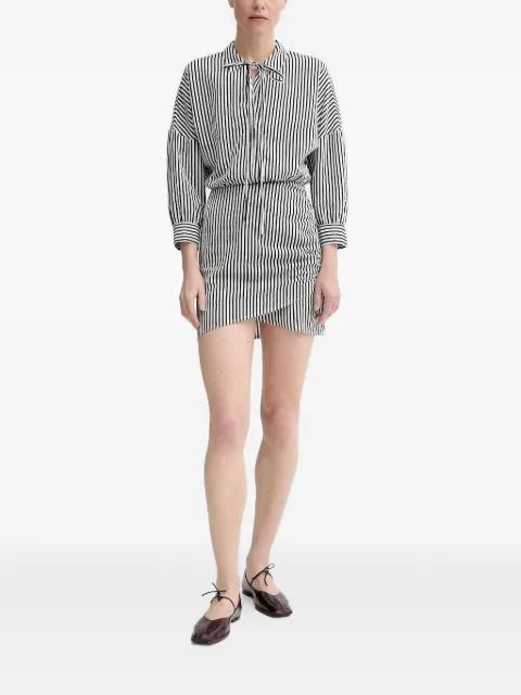 Laurel tie-neck striped mini shirt dress by SESSUN