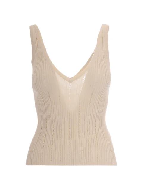 V-neck ribbed top by SESSUN