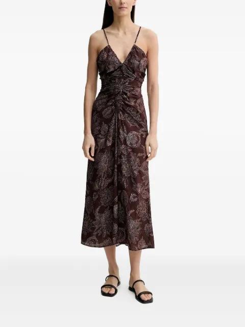 floral-print gathered midi dress by SESSUN