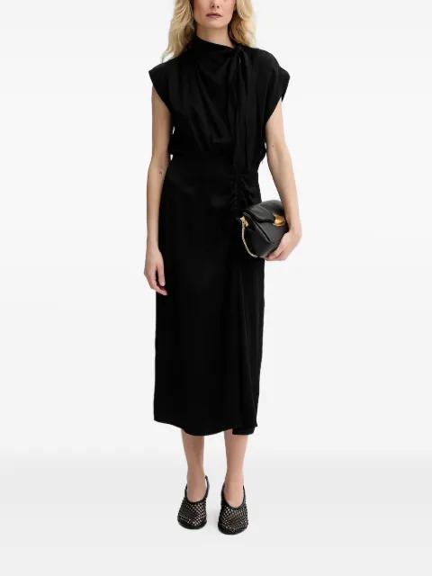 gathered-neck midi dress by SESSUN