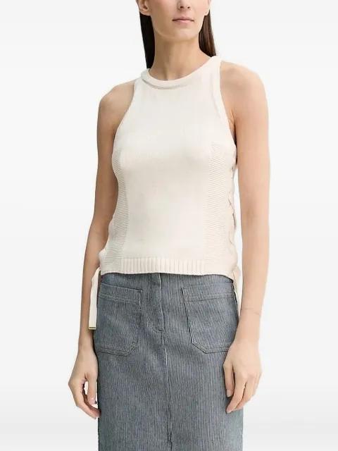 lace-up knitted top by SESSUN