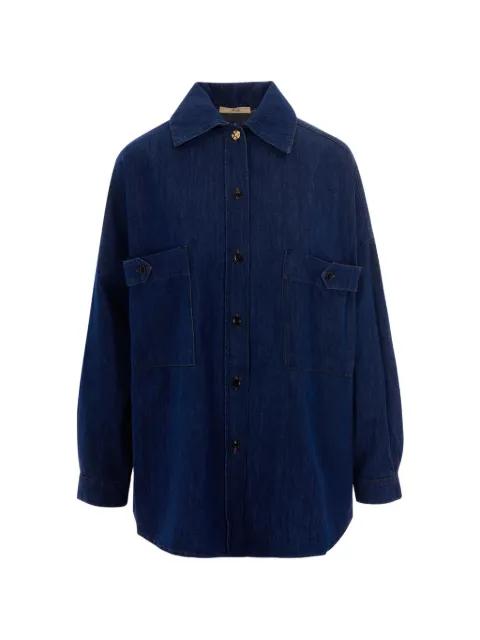 patch-pocket denim shirt by SESSUN