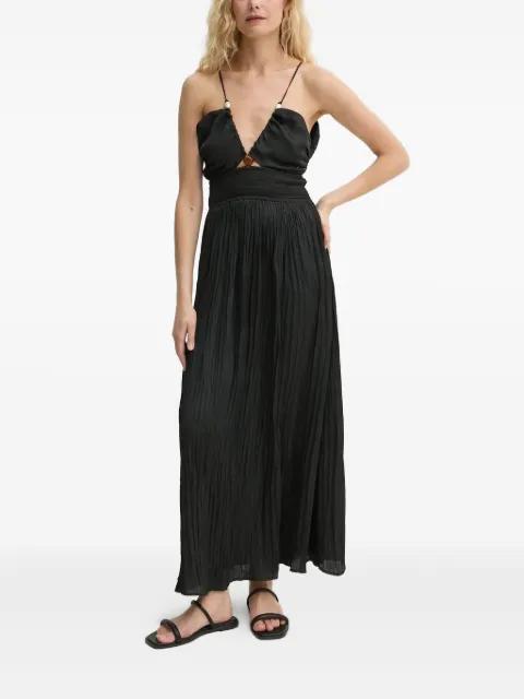pleated V-neck midi dress by SESSUN