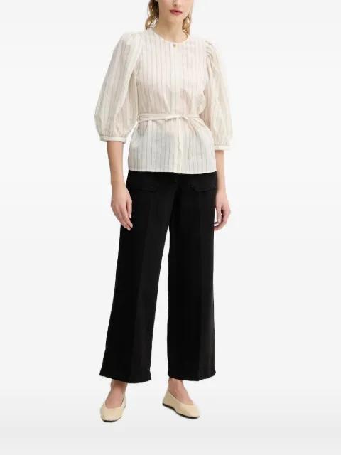puff-sleeve striped blouse by SESSUN