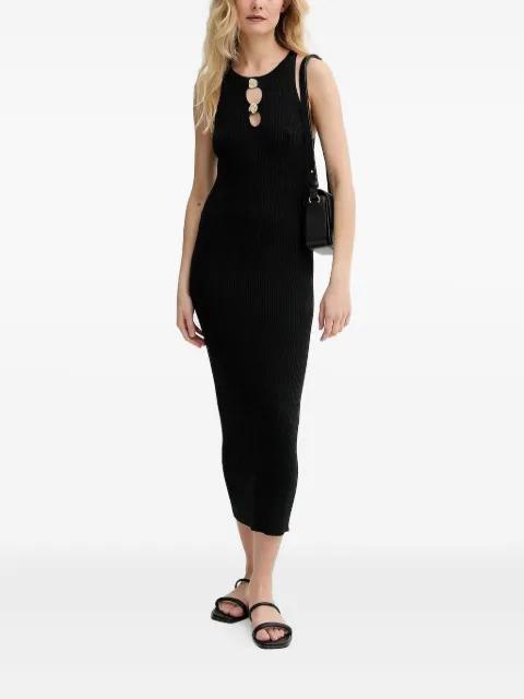 ribbed button-detail midi dress by SESSUN
