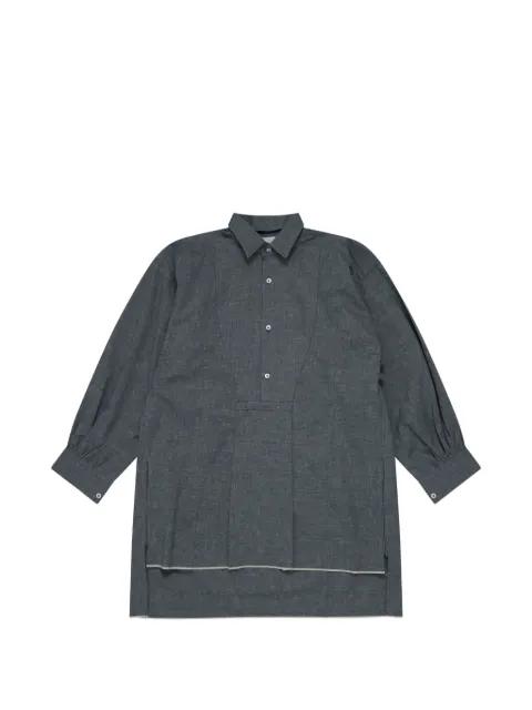 pleated-bib long-sleeve shirt by SETCHU