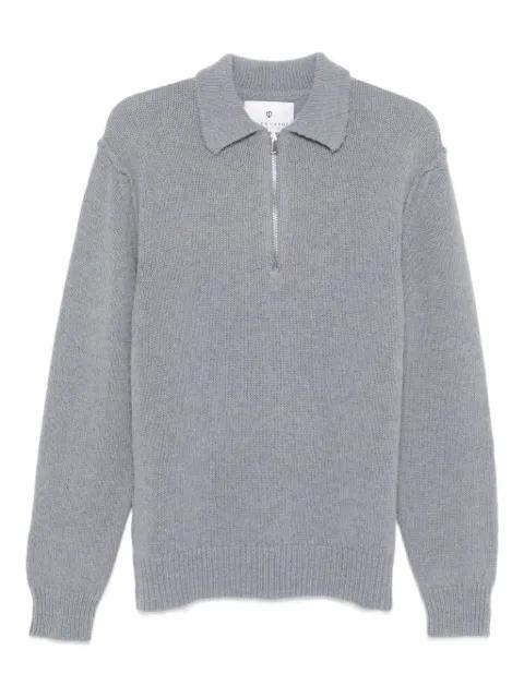 zip-up polo-collar sweater by SEVEN GAUGE